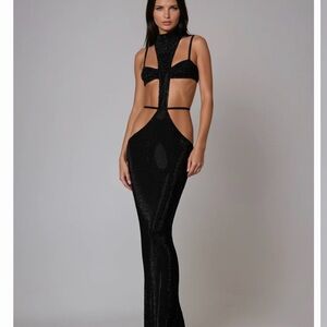 Caelum rhinestone cutout maxi dress